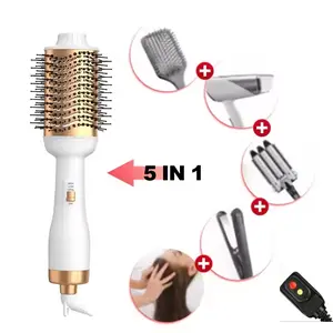 3-in-1 Hair Dryer Bush with Negative Ion Blow and Comb, Straight and Curl in One Hair Curler Wand
