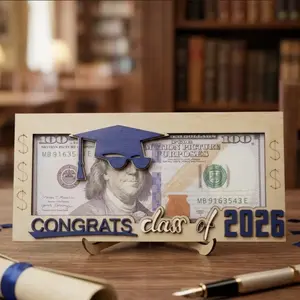 2026 Graduation Memorial Wallet, Unique Wooden Cash Gift Box for 2026 Class, Creative Graduate Gift, Special Keepsake for Alumni, Grad Party Favors