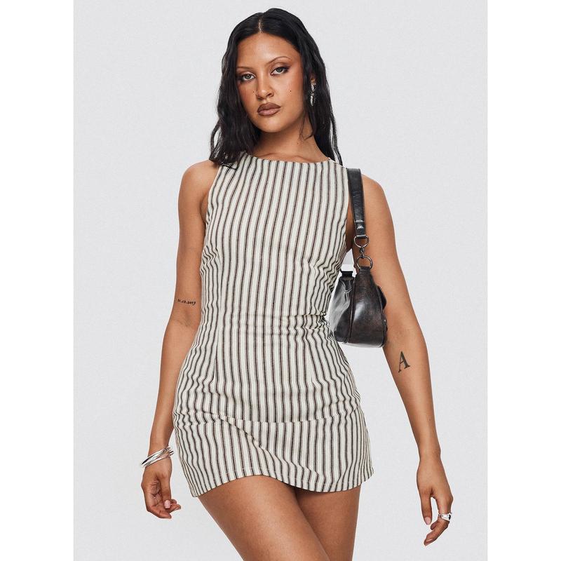 Yumiko Romper Brown Stripe