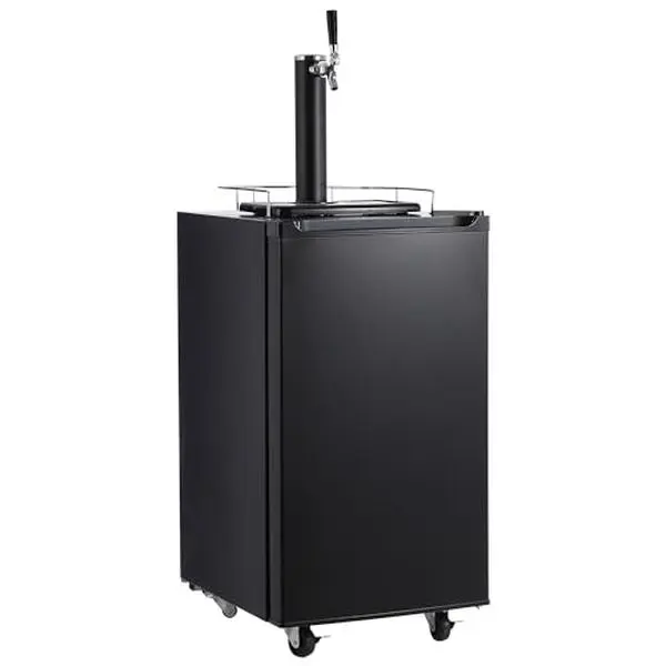 GARVEE Dual Tap Beer Kegerator, Full Size Draft Beer Dispenser with Temperature Control 32-50°F, Includes CO2 Tank (Empty), Drip Tray, 4 Casters & Shelves, for 5 Gallon Kegs, 3.4 cu.ft Capacity