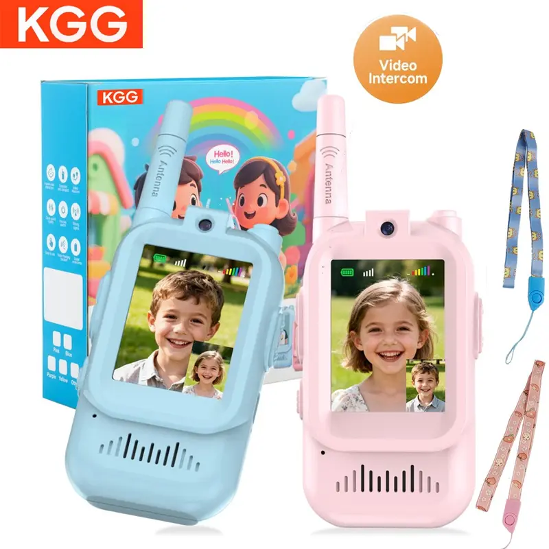 Children Video Intercom 2.0-Inch Ips Screen, 2.4G Wifi Connected Remote Video Intercom, Kids Walkie Talkie Long-Distance Communication, Handheld Transceiver Intercom For Boys And Girls, Student Intercoms Outdoor Camping
