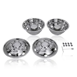 Polished 19.5 Inch  8 Lugs Stainless Steel Wheel Simulator 5 Vent Holes , 225mm Bolt Circle Kit for 1999-2002 Ford F450/F550 Truck