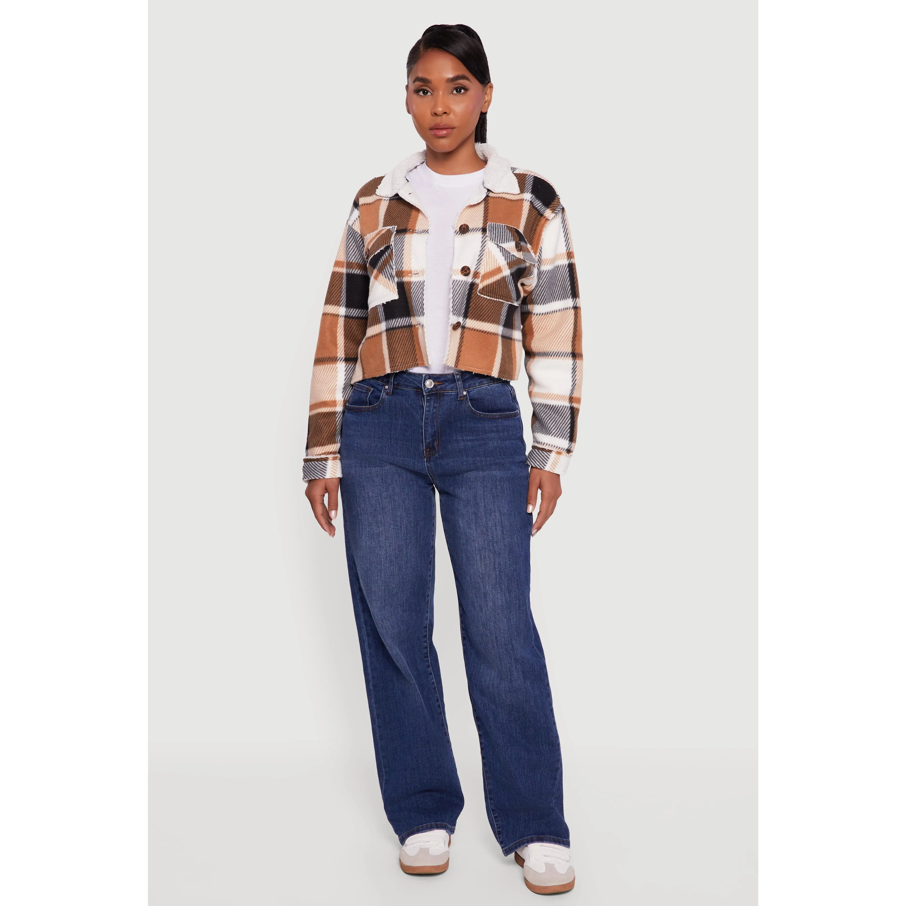 Cozy Sherpa Lined Plaid Shacket