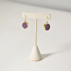 Druzy Amethyst Cabochon Earrings