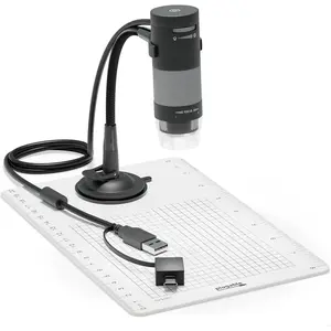 USB Digital Microscope 250x, 2MP  Camera with Flexible Arm Stand - Handheld USB & USB-C Microscope for Adults & , Windows, , ChromeOS, Linux, Android, iPad Compatible