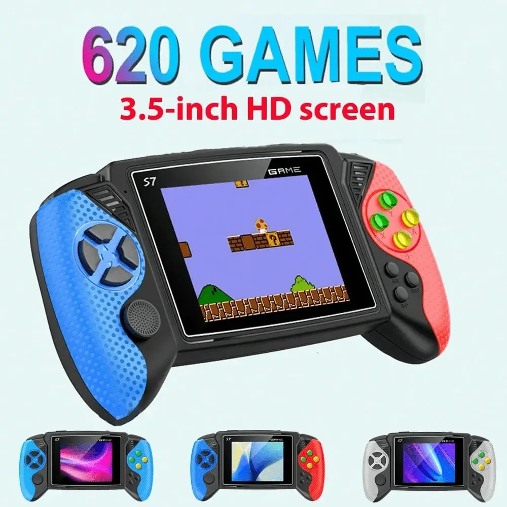 Portable Retro Style Handheld Game Console, 3.5 Inch Screen Rechargeable Gaming Device With TV Cable And Wireless Controller
