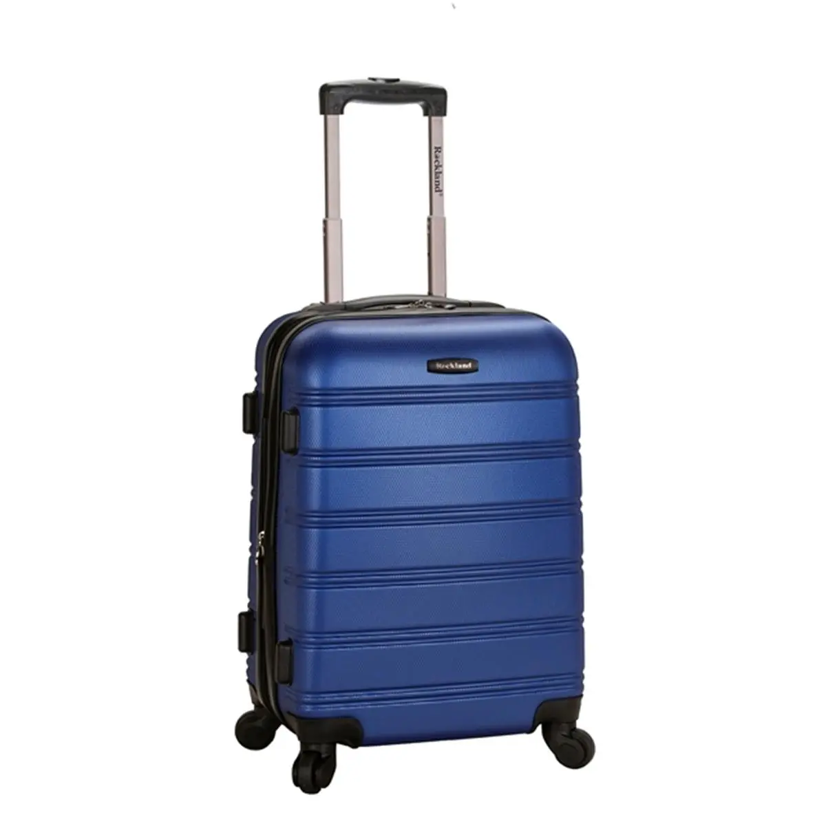 Rockland Melbourne 20-Inch Expandable ABS Hardside Carry On Luggage - Lightweight, 4 Spinner Wheels, Blue, 20"x13"x10", Chrome Telescoping Comfortable Handle, Modern, 7.5 Lbs, Unisex Adults, Travel Ready, Double Molded, ABS Plastic, On-The-Road Use, Hards