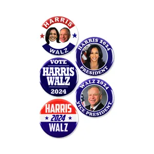 5 Pack - Kamala Harris Tim Walz 2024 Vote Democrat Presidential Election Political Campaign Pinback Buttons - 2.25 Inch