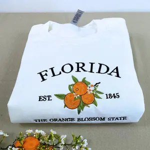 Embroidered Florida The Orange Blossom State Sweatshirt, US State Flowers Sweatshirt, Florida 1845 Sweatshirt