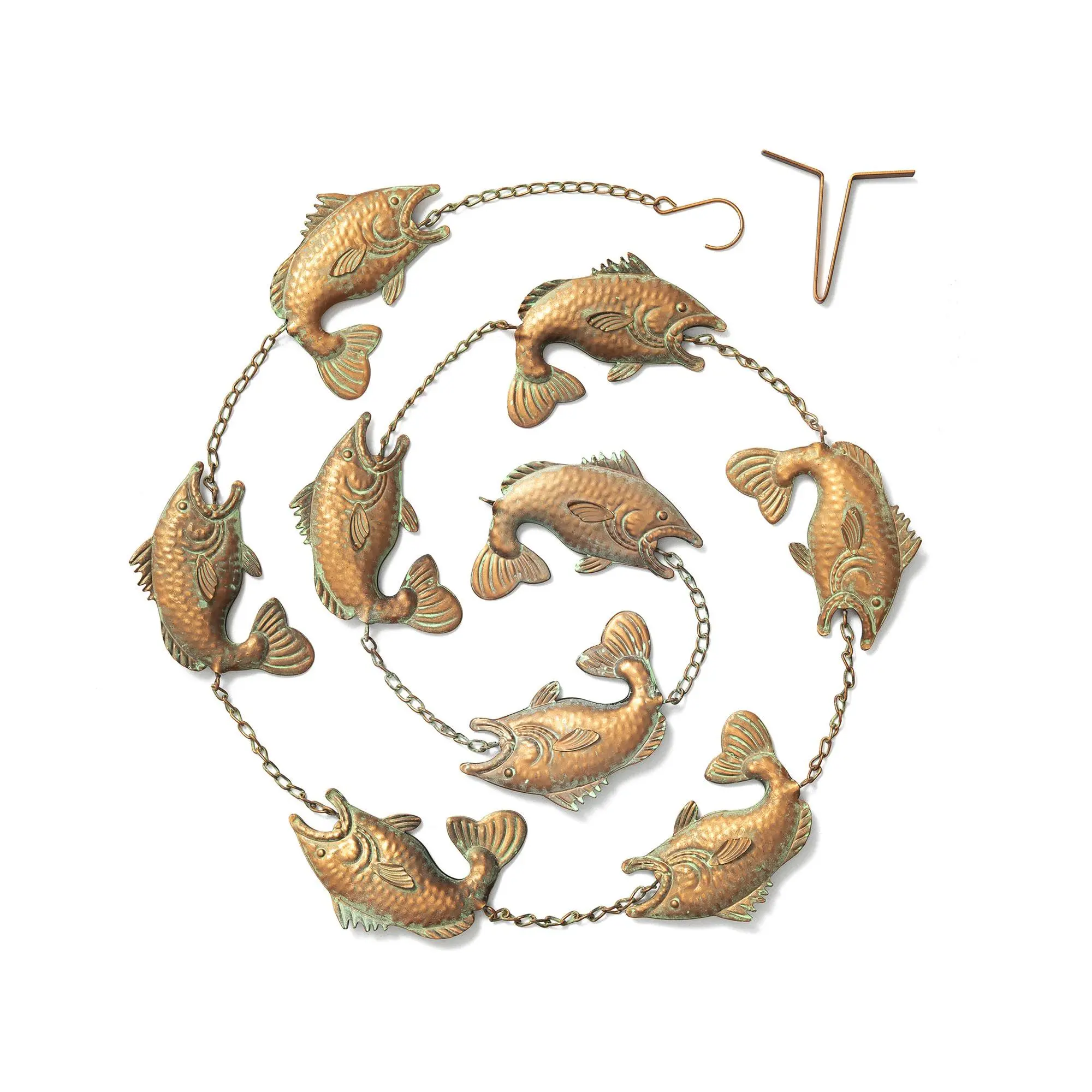 Glitzhome 8.5ft Faux Copper Patina Finish FishRain Chain