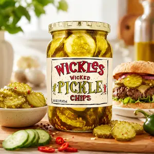 Wickles Wicked Pickle Chips - 16 oz Food, Pickled Pantry Vegetable Snack Food Instant