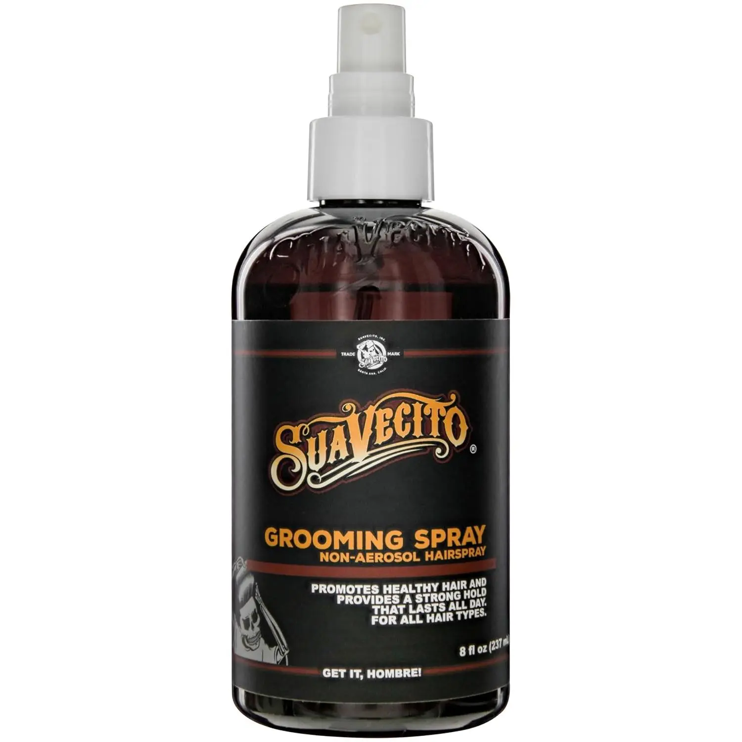 SUAVECITO Grooming Spray - Strong Hold & Medium Shine Non-Aerosol Hairspray for Men, for Textured, Wavy & Curly Hair, Classic Barber Scent, 8 oz Bottle, Curly Locks, Natural Curls, Dairy Free, Haircare, Male, Adults, Fine, Healthy Shine, All Hair, Color &