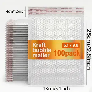 50/100 Pcs 5.1x9.8 Inch Bubble Mailers, Self-Sealing Padded Shipping Envelopes - Waterproof Tear-Resistant Bags for Mailing Bracelets, Travel-Size Toiletries & Slim Notebooks