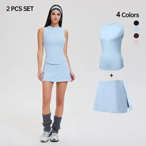 AFZ Women's Tennis Skirt Set - Breathable Sleeveless Top & TElastic Skorts  Lightweight Comfort