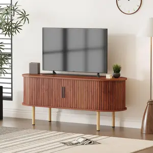 47.2" TV Stand for 55" TVs, Modern Entertainment Center with Sliding Door & Storage Cabinet