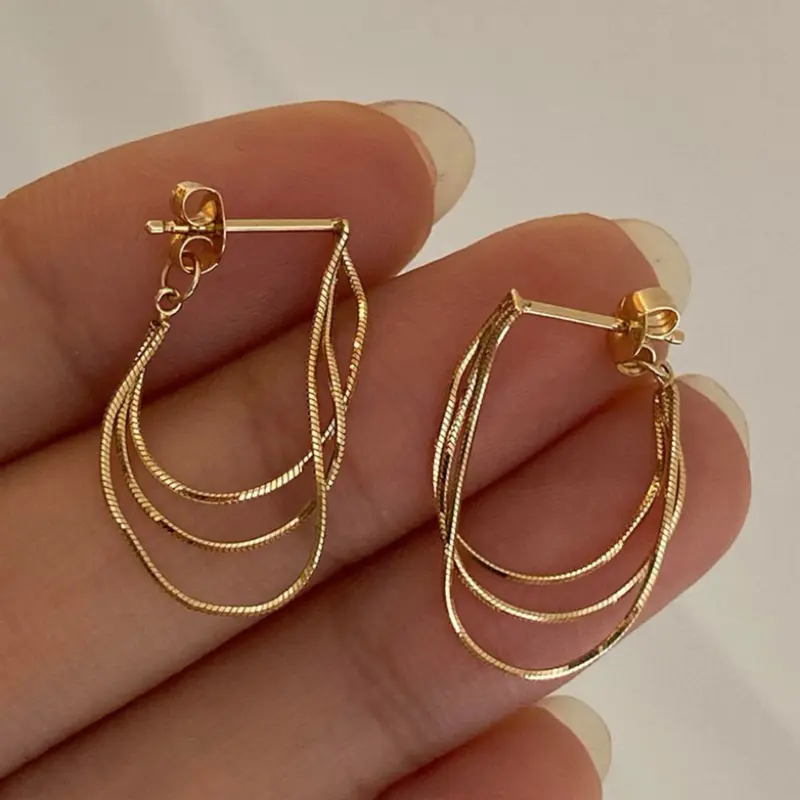 1 Pair Metal Chain Earrings, European & American Style Personalized Fashion Long Earrings Elegant Minimalist Good Earrings For Women & Girls, Travel, Wedding, Party Accessories, Birthday, Christmas Gift 2026