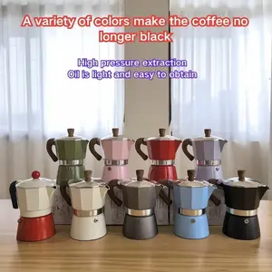 Aluminum Moka Pot Stovetop Italian Coffee Maker Espresso Mocha Pot For Coffee Lover , camping gear Coffee Espresso Cup Coffee Maker With Wooden Handle Tea Multicolor Hawksbill Design No Leakage When Pouring Stainless Steel