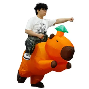 Giant Riding Capybara Inflatable Costume Mascot For Adult - Halloween & Christmas Party Dress Up Prop PartyTok Prank Your Friends! (Tear-Resistant Polyester)