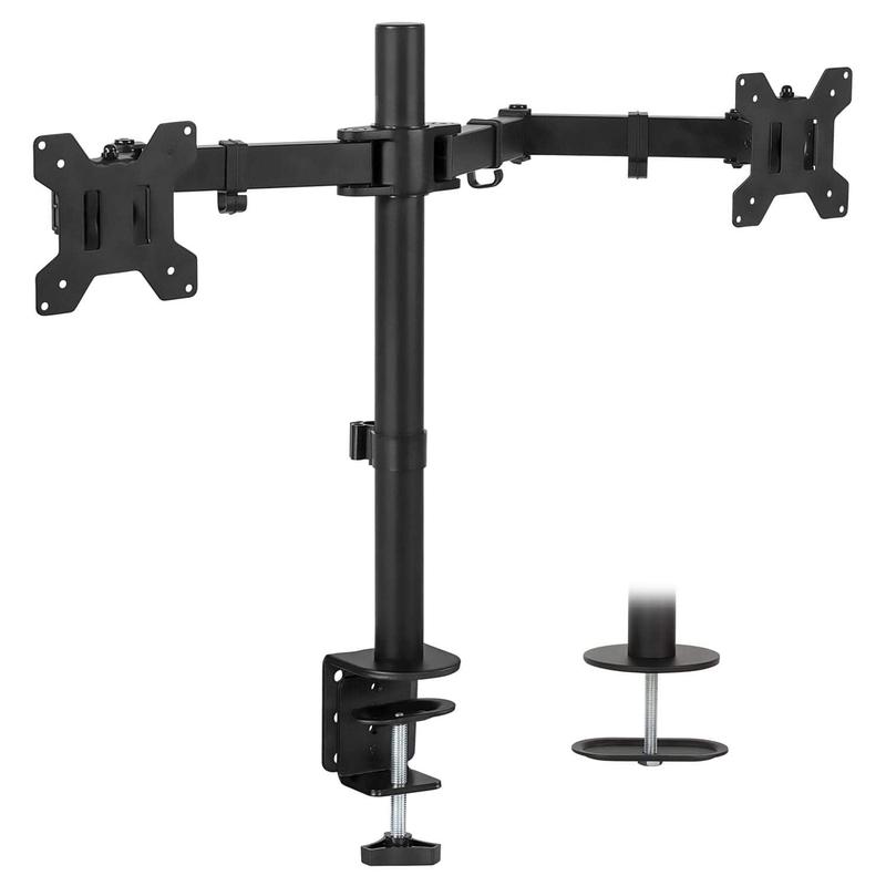 Mount-It! Full Motion Dual Monitor Desk Mount for 17" - 32" Screens with Height Adjustment & VESA Compatibility