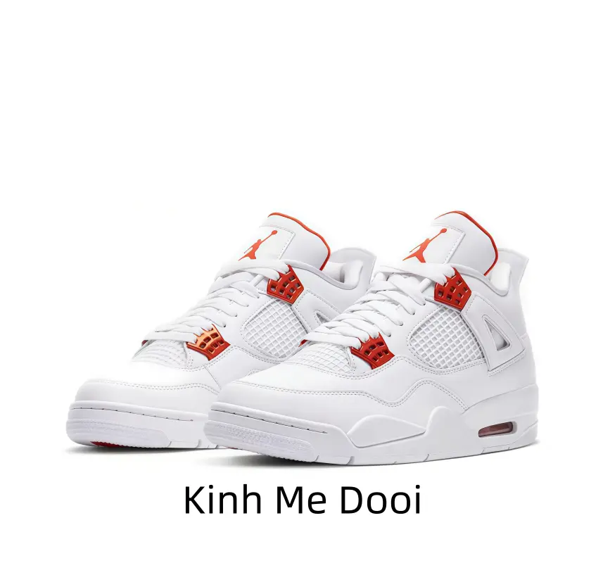 Pure White Legend – Clean Leather & Mesh with Metallic Orange Accents