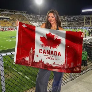Canada 2026 Soccer Fan Flag Banner 3x5 FT and 2x3 FT, National Football Supporter Decor, Outdoor Indoor Wall Hanging for Home, Garage and Sports Room.