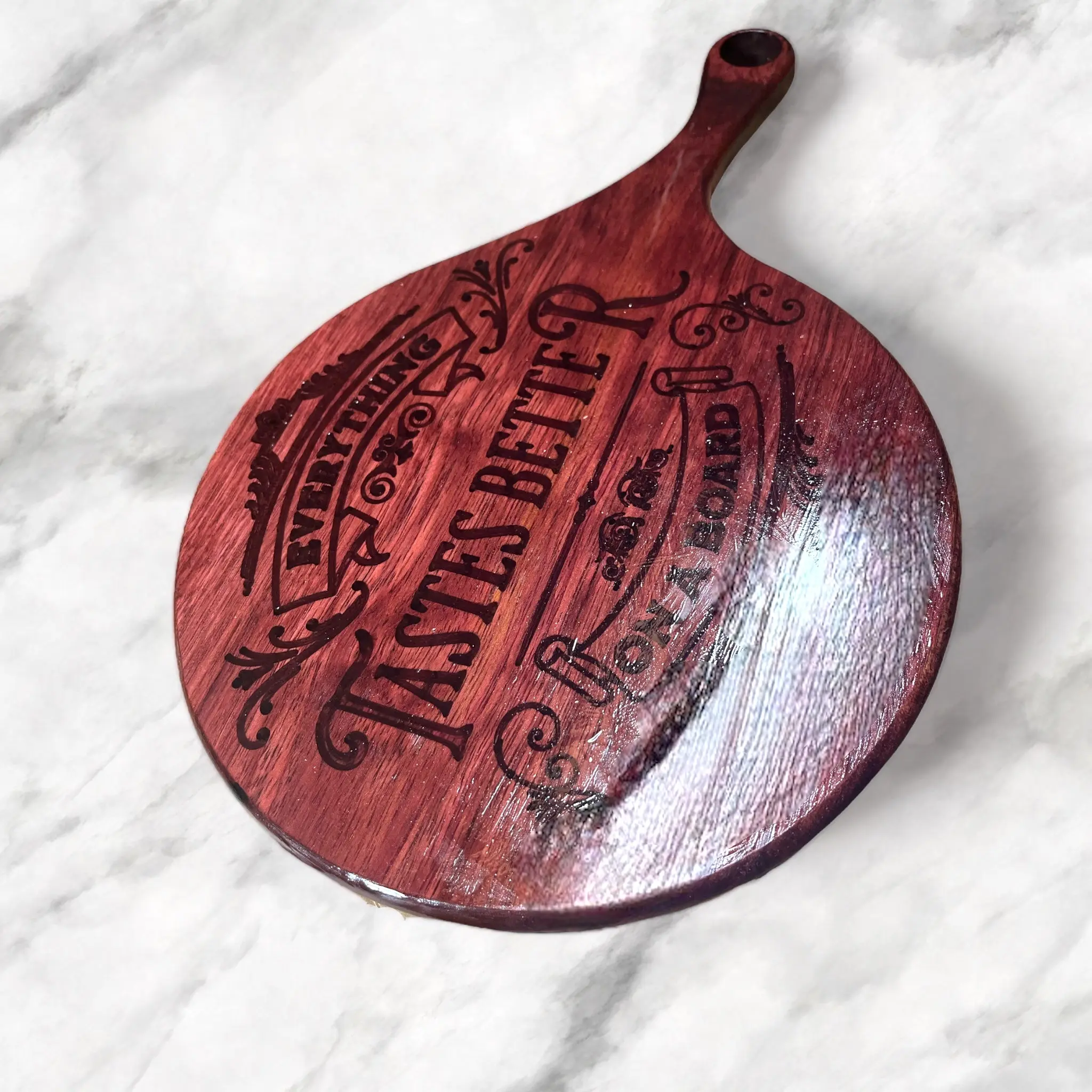 Purple Heart Wooden Serving Tray with Handle