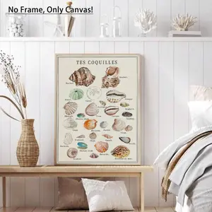 Sea Shell Pattern Unframed Painting, 1 Count Modern Fashion Style Wall Art, Graphic Prints, Wall Decor for Home Living Room Bedroom Office School, Decoration