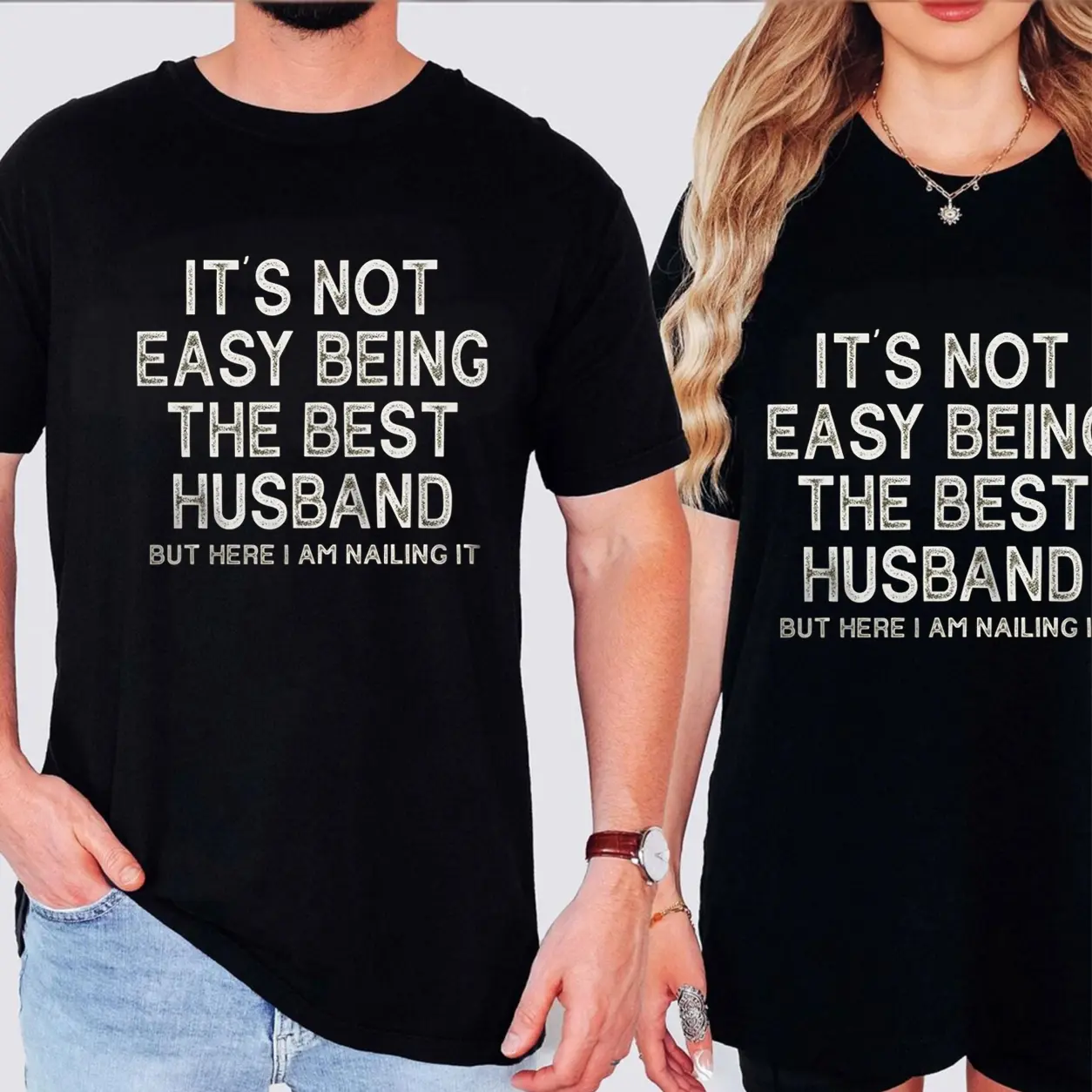 Unisex Pure Cotton T-shirt Men Funny Best Husband Text Print Universal Couple Short Sleeve Tee