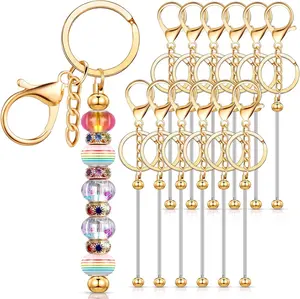 12PCS DIY Keychain Making Set, with Rod Bead ChainKeychain Frame, Metal Keychain Accessories (Suitable forWomen), Handmade Keychain Material, Gift for Friendsand Children, Gold/Silver/Rose Gold