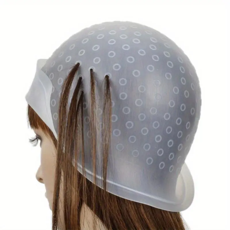 Reusable Silicone Hair Coloring Cap - 1pc Highlighting And Dyeing Cap For Professional Hairdressing Accessories Barber Salon Uses