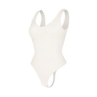 White-Deep V-Wide Strap-Thong Shaperwear