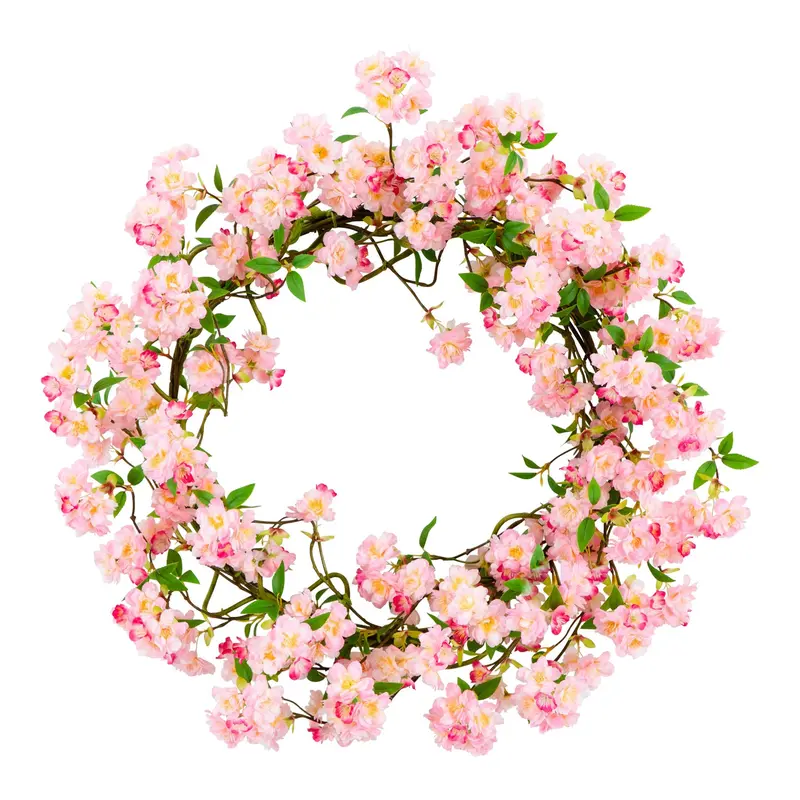 Nearly Natural 30" Artificial Pink Cherry Blossom Wreath