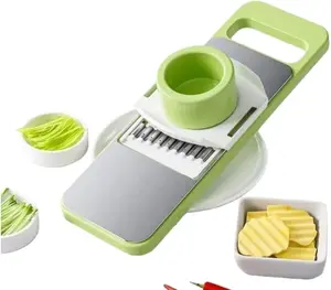 5 in 1 Slicer for Kitchen, Vegetable Slicer Multi Blade Potato Chip, Veggie shredder, Vegetable Cutter,Shredder and peeler For Small Job In Kitchen (Green)