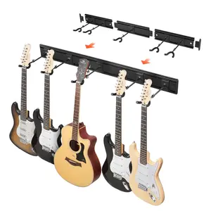 VEVOR 5-Space Guitar Stand,  , Hold Up to 5 Guitars, Wall-Mounted Multiple Guitars Display Foldable Rack with 270° Rotatable Hooks Aluminum Panels Installation Handle, for Guitar Acoustic Electric Bass