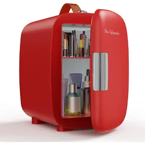 4L Mini Car Fridge 12V Portable Cooler, Compact Skincare Fridge with AC/DC Power, Small Refrigerator for Car, Travel, Office & Bedroom, Quiet & Energy Saving, White/Red/Black