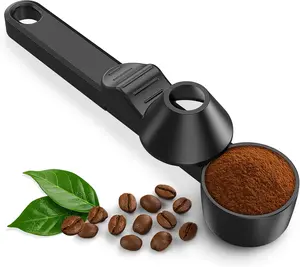 Coffee Scoop & Funnel for Reusable K Cup Refillable Coffee Pods Mess-Free Measuring Spoon 2 TBSP Capacity for Ground Coffee Protein Powder & Tea Funnel Design without Spilling Black
