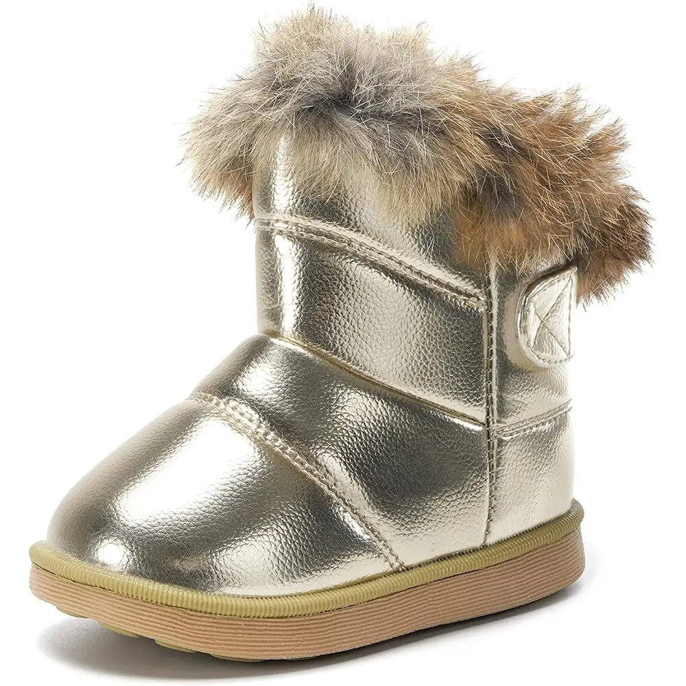 Winter Boots for Kids Toddler Snow Boots Girl's Boys Warm Winter Boots Fur Lined Waterproof Boot PU Leather Non-slip Comfortable and Stylish