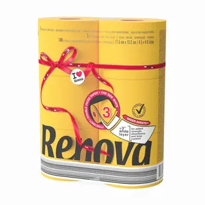 Renova 6 Yellow Toilet Paper - Pack of 6 rolls - 180 Sheets Each - 3 Ply - EMAS & Ecolabel Certified - Dermatologically & Gynecologically Tested - Elevate Your Restroom with Sustainable Luxury - Soft, Strong & Sustainable