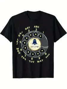 Vintage Rotary Dial Phone Graphic Tee - Retro 70s Nostalgic T-Shirt