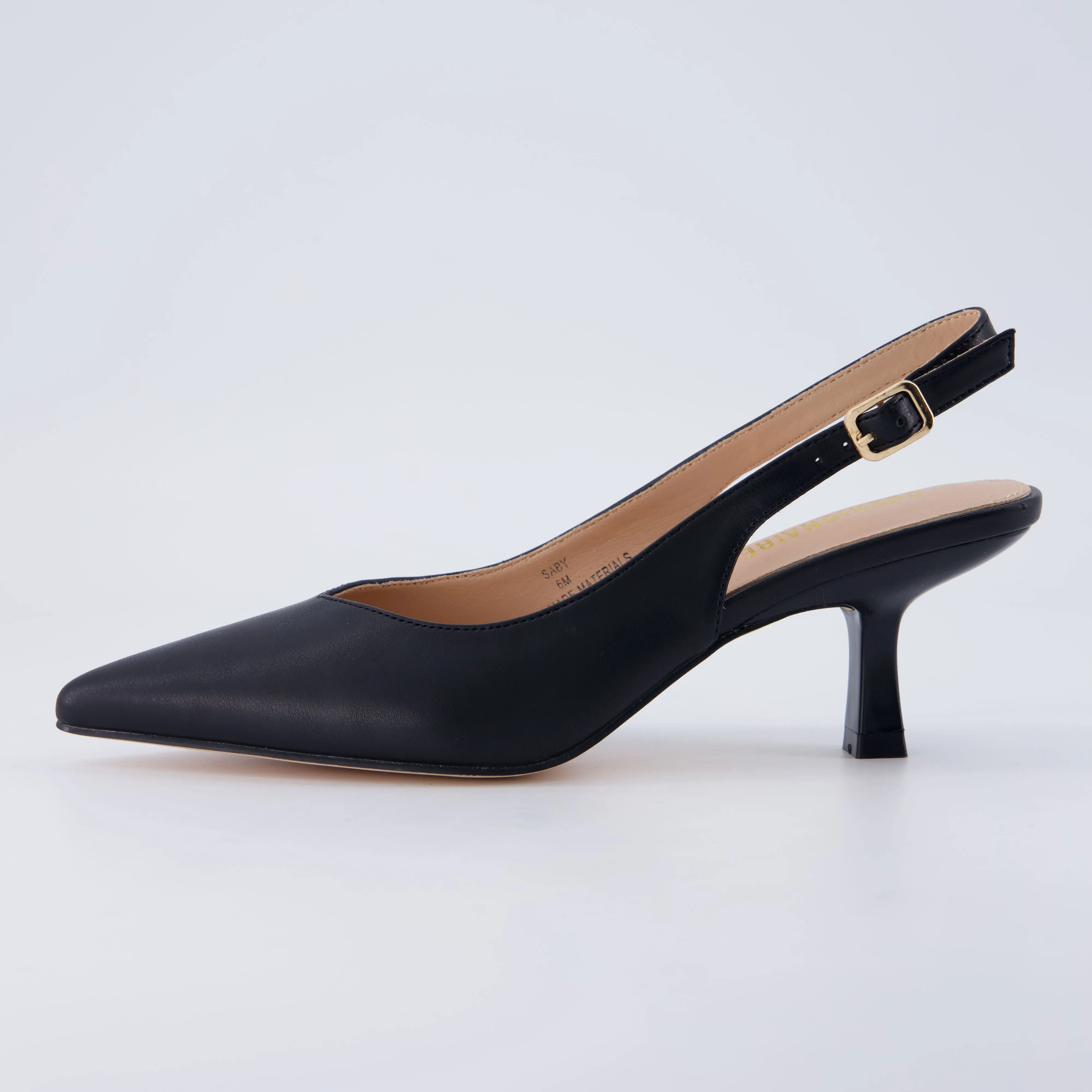 Cushionaire Saby Slingback Kitten Heels For Women | Pointed Toe Pumps With Adjustable Ankle Strap | Chic Slingback Heels For Casual Dressy Outfits