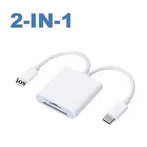 Lightning Type 2 In 1 OTG Card Reader to SD TF Memory Card Adapter For PC Laptop iPhone Multi Smart Cardreader No APP Requires