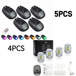 Solar Car Roof RGB Flashing & Strobe Light Set, WirelessCabin Signal Light with Remote Control, Vibration &Steady On Mode, Non-glare LED Warning Light, SolarPowered for Trucks Pickups Camping, Night Visibility &Indoor Ambient Lighting.