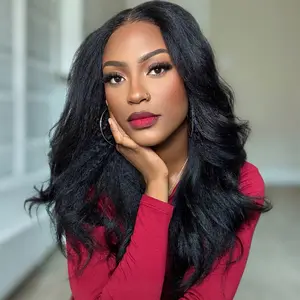 Jessie's Wig [Mola] Kinky Straight Blowout 7x5 Pre Cut Lace Glueless Wig 3 IN 1 Half Seamless Flip Over Human Hair Wig