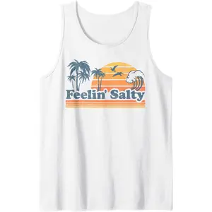 Funny Feelin Salty Beach Summer Vacation Vintage 70's Retro Tank Top