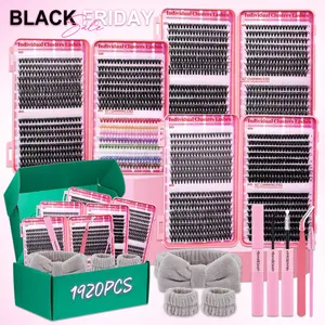 Lashsun Lash Clusters Kit D Curl 8 Styles, Natural Colorful Lashes, Bond Seal Brush, Headband Wristband, Beginner Proficient DIY