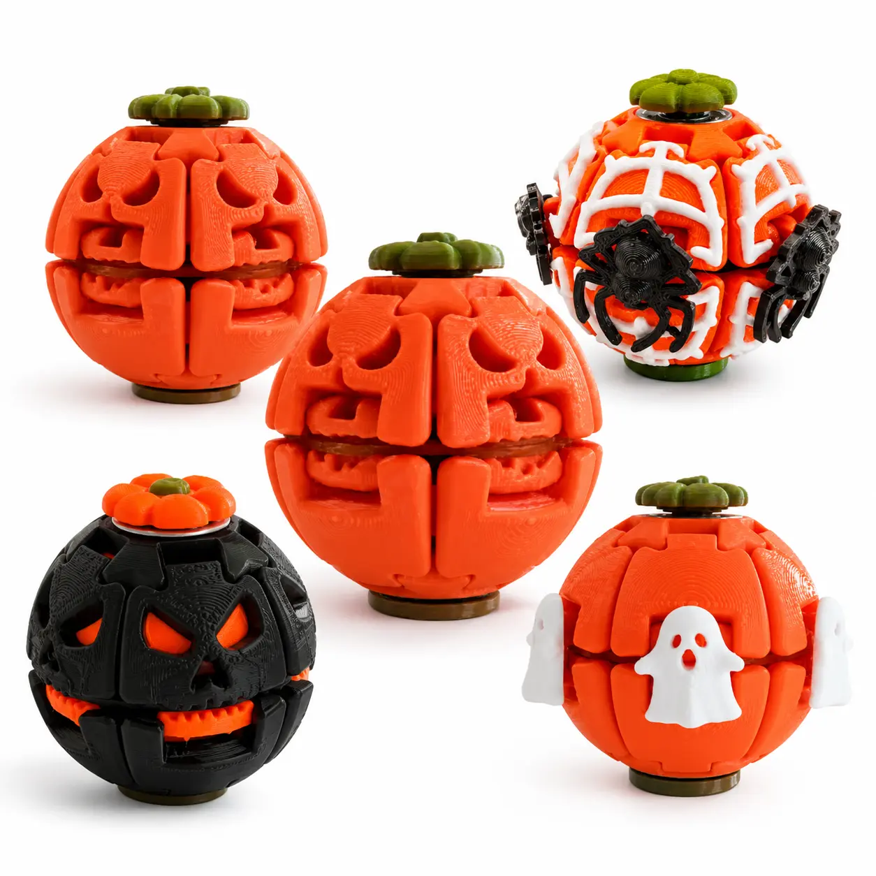 Halloween Pumpkin Press & Rotate Fidget Ball, 360° Rotating Fidget Spinner Sensory Toy, Portable Stress Relief Desk Toy, Halloween Party Favor Gift for Teens Adults