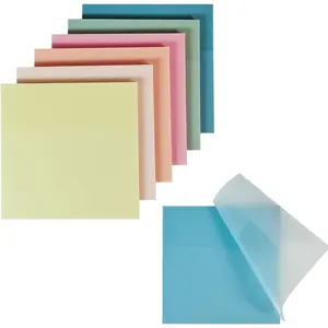 Transparent Sticky Notes,6 Pack 3x3 in, Clear ,Self-Adhesive  Translucent, Clear Notes, for  Sticky Notes, School, Office (Pastel 6 Colors, 3 * 3 Inch)
