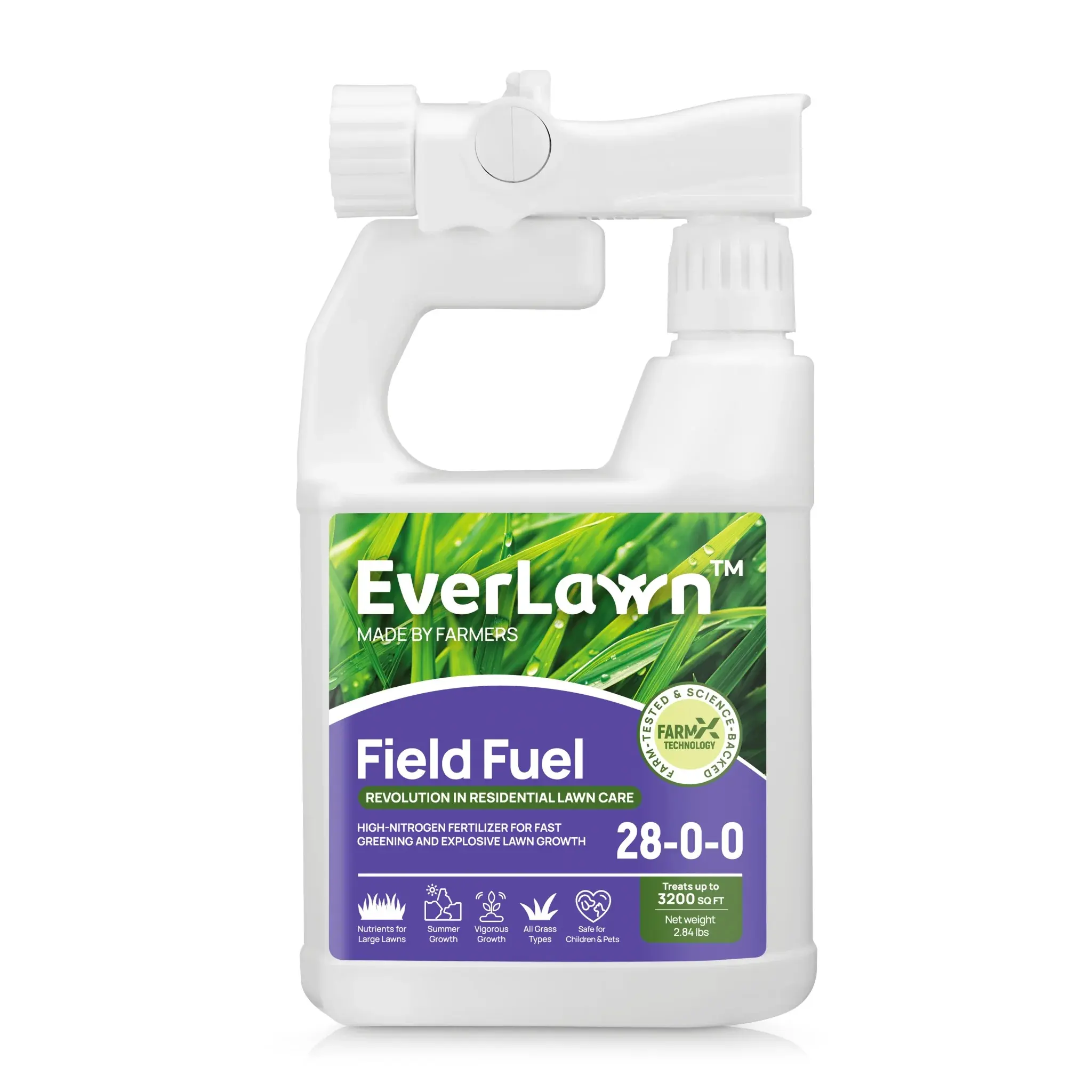 Everlawn FieldFuel 28-0-0 Liquid Fertilizer: Power Fast Growth and Deep Green Color – Formula for Rapid Greening & Growth – Ideal for All Grass Types & Lawn Recovery – 32 oz
