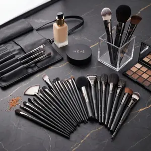 Luxury Black Makeup Brush Set Ultra Soft Full Face Kit Foundation Powder Blush Contour Eyeshadow Brushes Pro Precision Blending Smooth Flawless Finish Everyday & Professional Use TikTok Trending Must-Have Beauty Tools