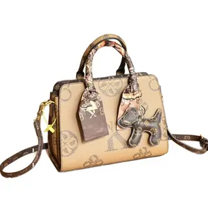 New Style Genuine Leather Women's Handbag High-End One-Shoulder Cross-Body Bag with Elephant Charm and Adjustable Strap